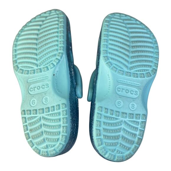 Crocs X Disney Parks Arendelle Aqua Glitter Mickey Mouse Limited Clogs M-6 W-8 - Picture 6 of 9